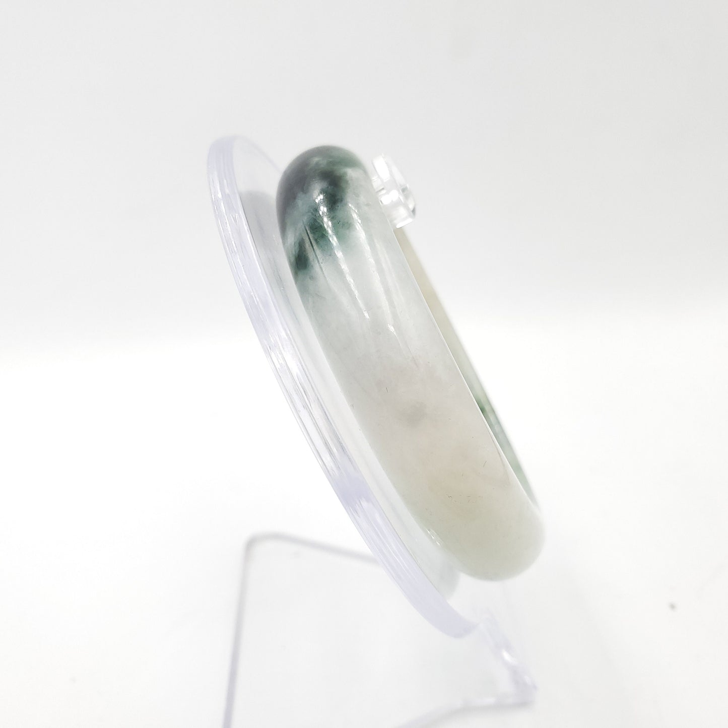Yingmart 54mm 72BJGB54001 Genuine Burmese Jade A Light Green with Black spot Jaideite Bangle Bracelet, Vintage Jewelry, Accessories