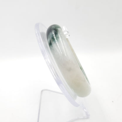 Yingmart 54mm 72BJGB54001 Genuine Burmese Jade A Light Green with Black spot Jaideite Bangle Bracelet, Vintage Jewelry, Accessories