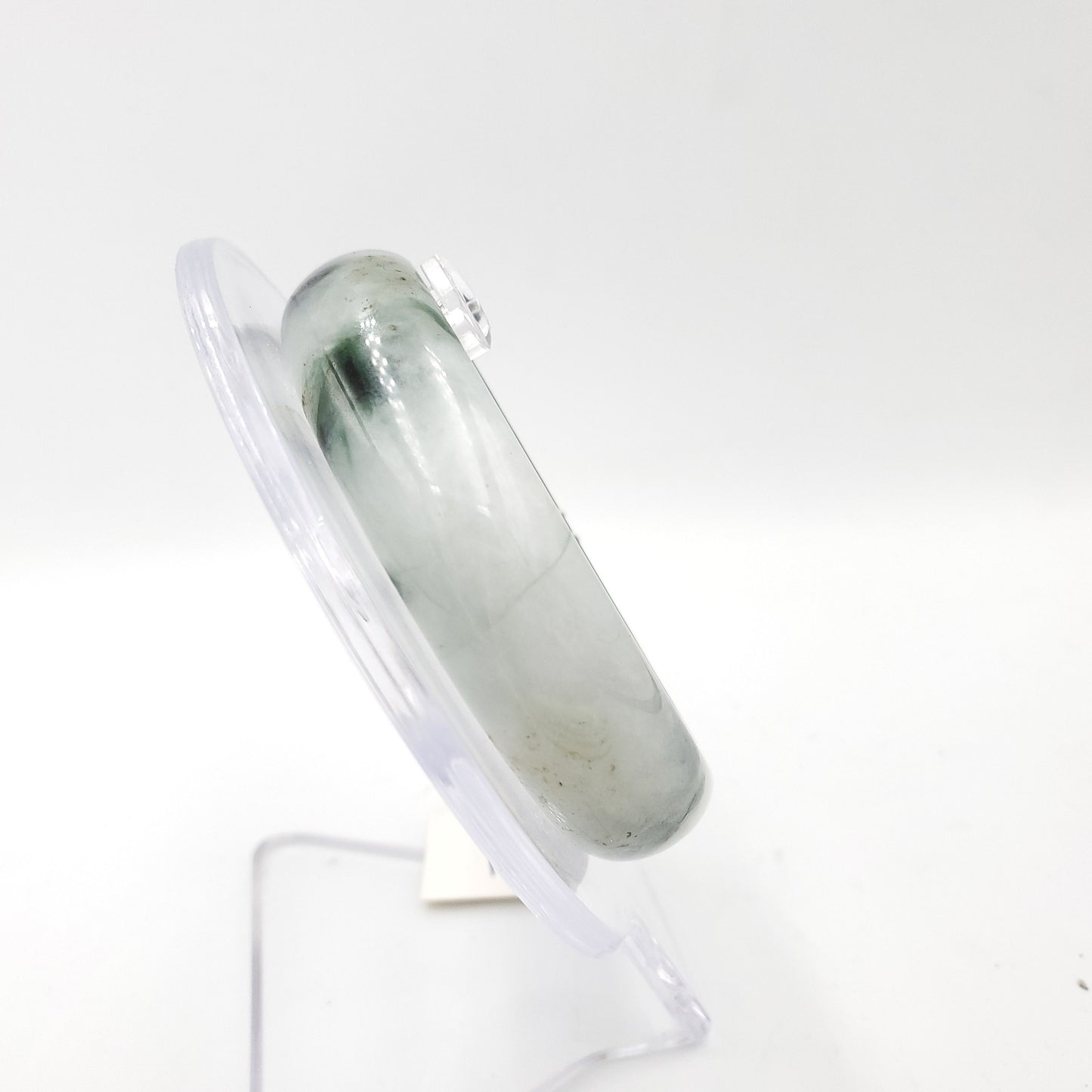 Yingmart 54mm 72BJGB54002 Genuine Burmese Jade A Light Green with Black spot Jaideite Bangle Bracelet, Vintage Jewelry, Accessories