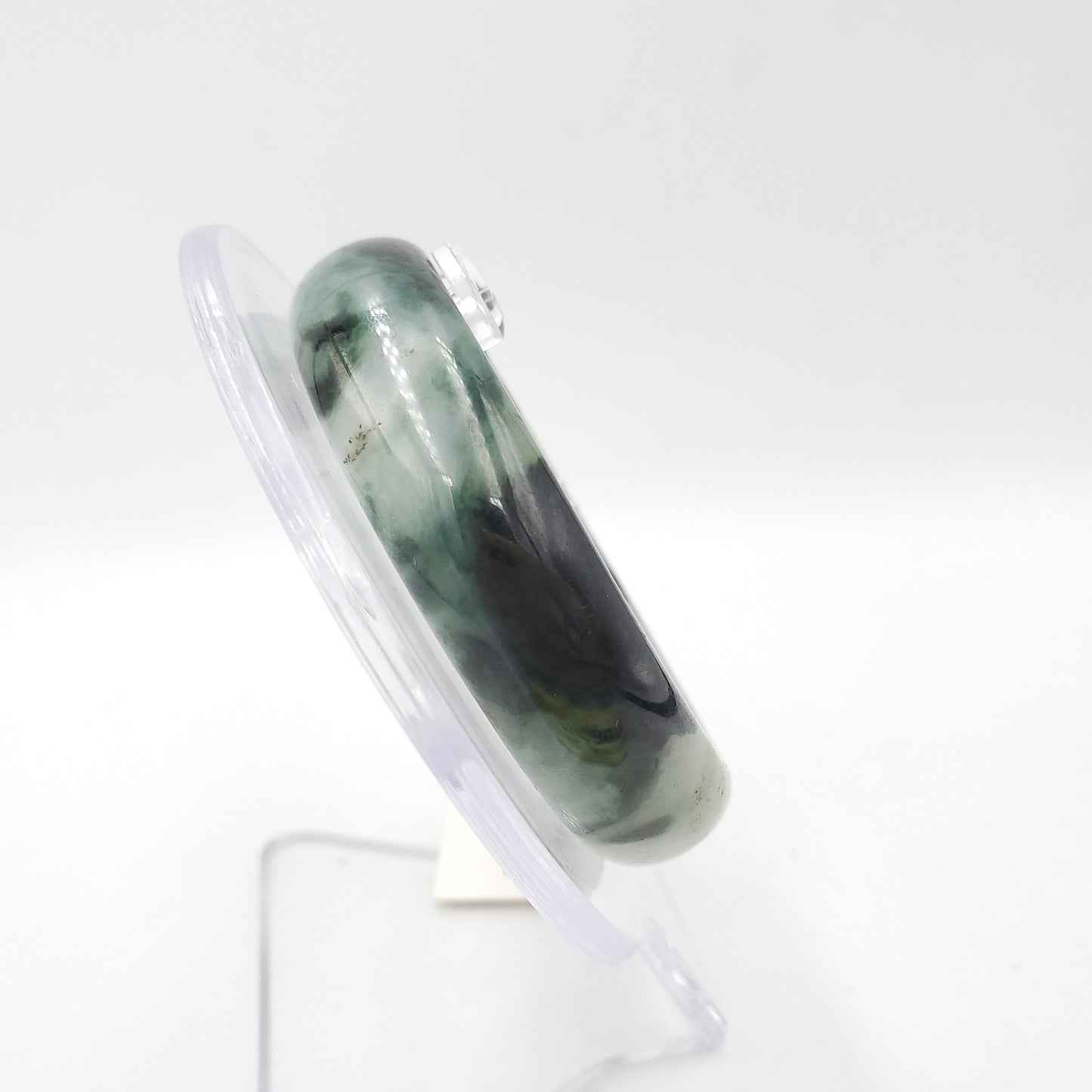 Yingmart 54mm 72BJGB54002 Genuine Burmese Jade A Light Green with Black spot Jaideite Bangle Bracelet, Vintage Jewelry, Accessories