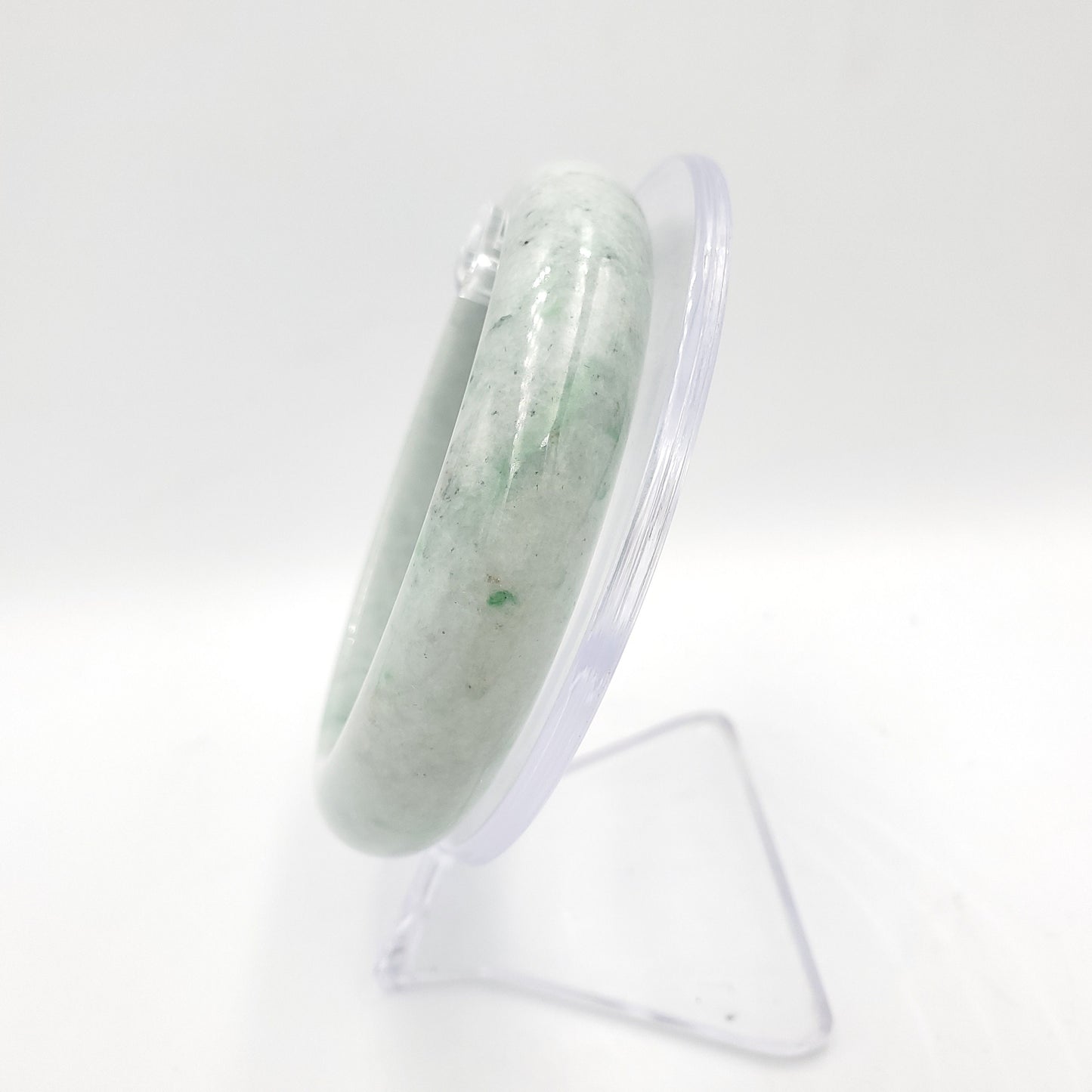 Yingmart 60mm 14BJLG60017 Genuine Burmese Jade A Light Green Jaideite Bangle Bracelet, Vintage Jewelry, Accessories