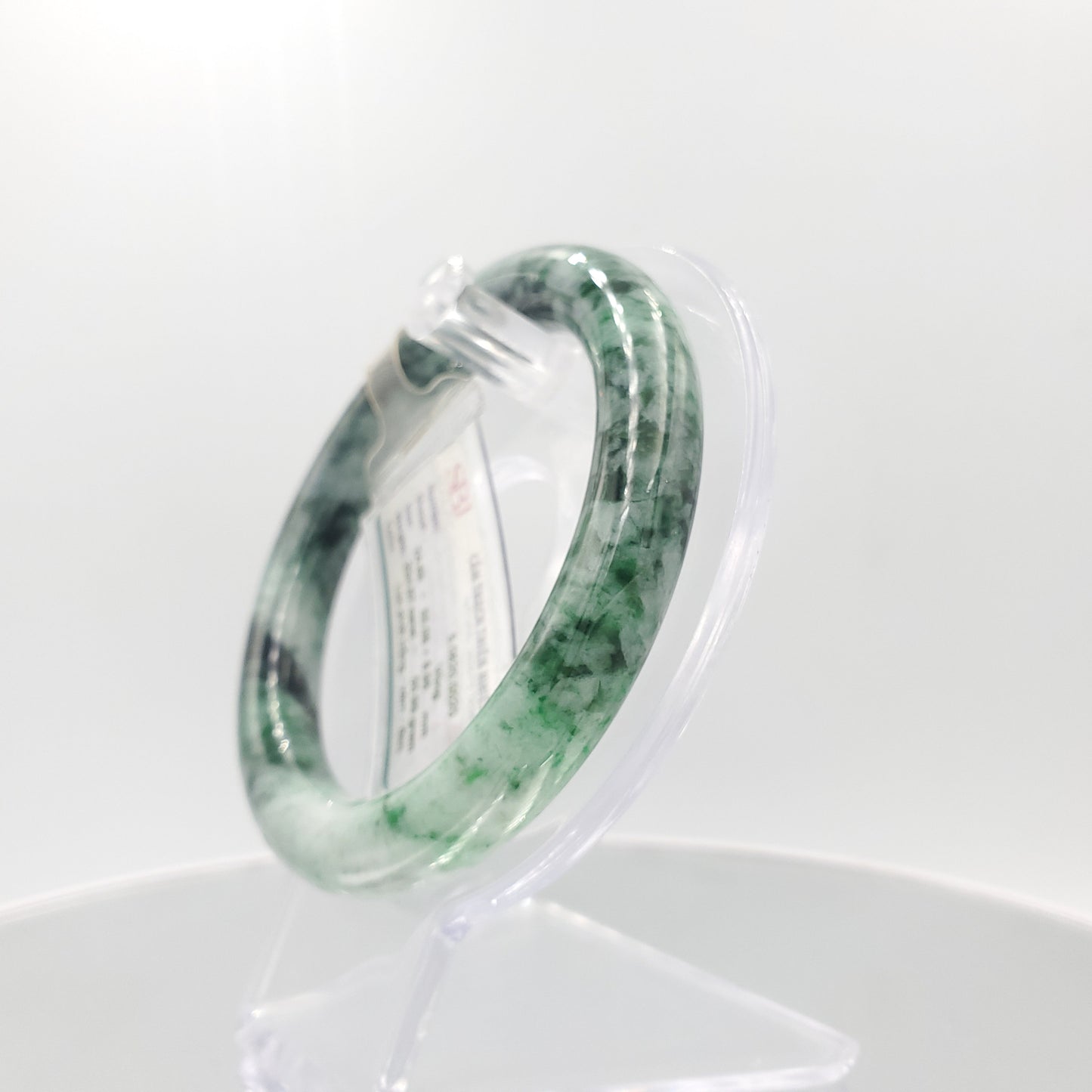 Yingmart 55mm 60BJGB55006 Genuine Burmese Jade A Light Green with Green spot Jaideite Bangle Bracelet, Vintage Jewelry, Accessories