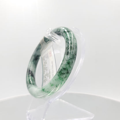 Yingmart 55mm 60BJGB55006 Genuine Burmese Jade A Light Green with Green spot Jaideite Bangle Bracelet, Vintage Jewelry, Accessories