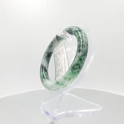 Yingmart 55mm 60BJGB55006 Genuine Burmese Jade A Light Green with Green spot Jaideite Bangle Bracelet, Vintage Jewelry, Accessories