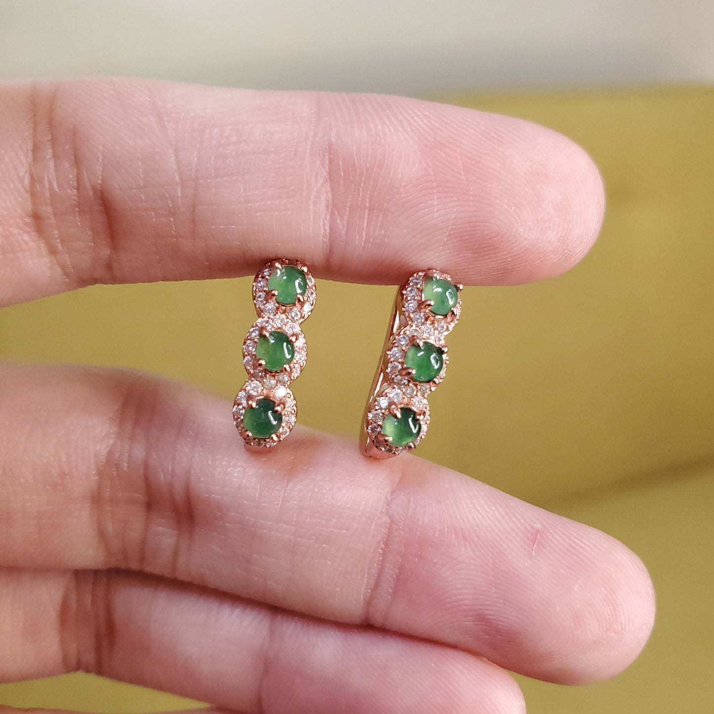 Yingmart Certified Genuine Icy Green Burmese Type A Jadeite Jade Gemstone Earrings Made With 925 Sterling Silver earrings, Gift for Women