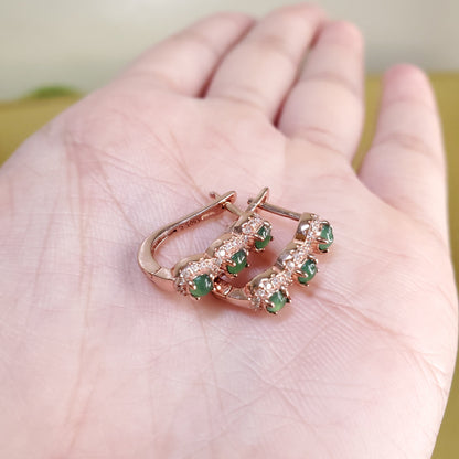 Yingmart Certified Genuine Icy Green Burmese Type A Jadeite Jade Gemstone Earrings Made With 925 Sterling Silver earrings, Gift for Women