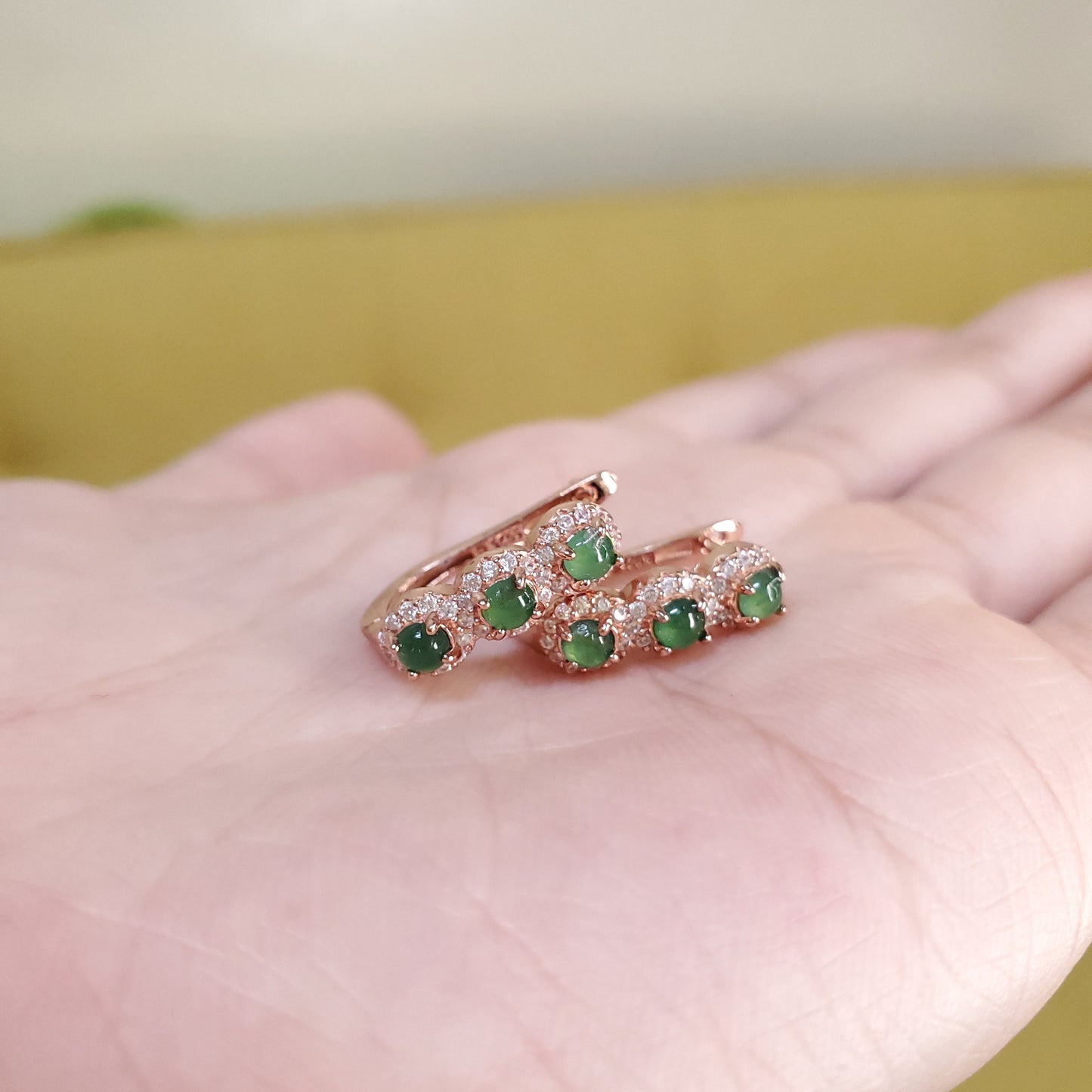 Yingmart Certified Genuine Icy Green Burmese Type A Jadeite Jade Gemstone Earrings Made With 925 Sterling Silver earrings, Gift for Women