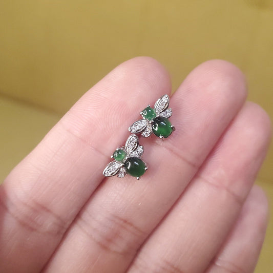 Yingmart Certified Genuine Icy Green Burmese Type A Jadeite Jade Gemstone Earrings Made With 925 Sterling Silver earrings, Gift for Women
