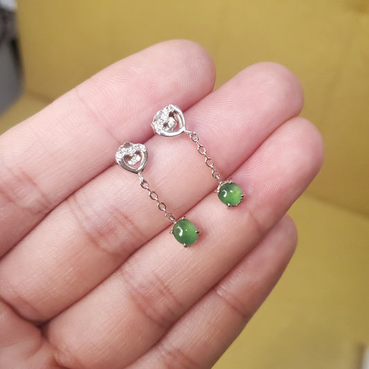 Yingmart SZ22074044 Certified Genuine Icy Green Burmese Type A Jadeite Jade Gemstone Earrings Made With 925 Sterling Silver earrings