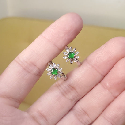 Yingmart Certified Genuine Icy Green Burmese Type A Jadeite Jade Gemstone Earrings Made With 925 Sterling Silver earrings, Gift for Women