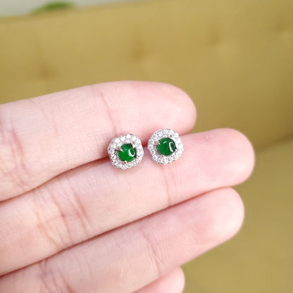 Yingmart Certified Genuine Icy Green Burmese Type A Jadeite Jade Gemstone Earrings Made With 925 Sterling Silver earrings, Gift for Women