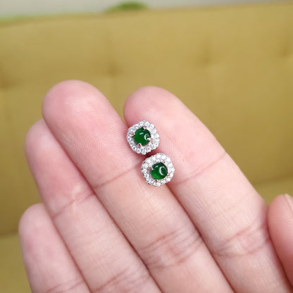 Yingmart Certified Genuine Icy Green Burmese Type A Jadeite Jade Gemstone Earrings Made With 925 Sterling Silver earrings, Gift for Women