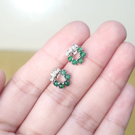 Yingmart Certified Genuine Icy Green Burmese Type A Jadeite Jade Gemstone Earrings Made With 925 Sterling Silver earrings, Gift for Women