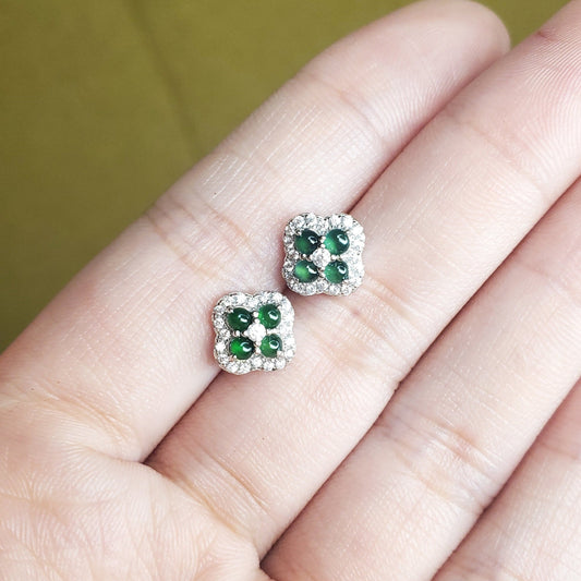 Yingmart Certified Genuine Icy Green Burmese Type A Jadeite Jade Gemstone Earrings Made With 925 Sterling Silver earrings, Gift for Women