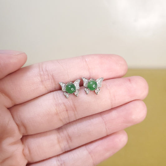 Yingmart Certified Genuine Icy Green Burmese Type A Jadeite Jade Gemstone Earrings Made With 925 Sterling Silver earrings, Gift for Women