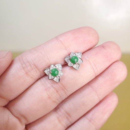 Yingmart Certified Genuine Icy Green Burmese Type A Jadeite Jade Gemstone Earrings Made With 925 Sterling Silver earrings, Gift for Women