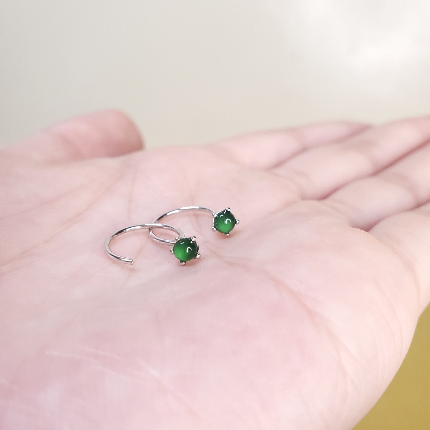 Yingmart Certified Genuine Icy Green Burmese Type A Jadeite Jade Gemstone Earrings Made With 925 Sterling Silver earrings, Gift for Women