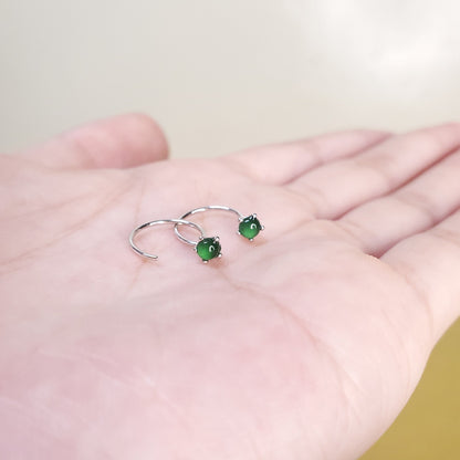 Yingmart Certified Genuine Icy Green Burmese Type A Jadeite Jade Gemstone Earrings Made With 925 Sterling Silver earrings, Gift for Women