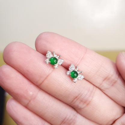 Yingmart Certified Genuine Icy Green Burmese Type A Jadeite Jade Gemstone Earrings Made With 925 Sterling Silver earrings, Gift for Women