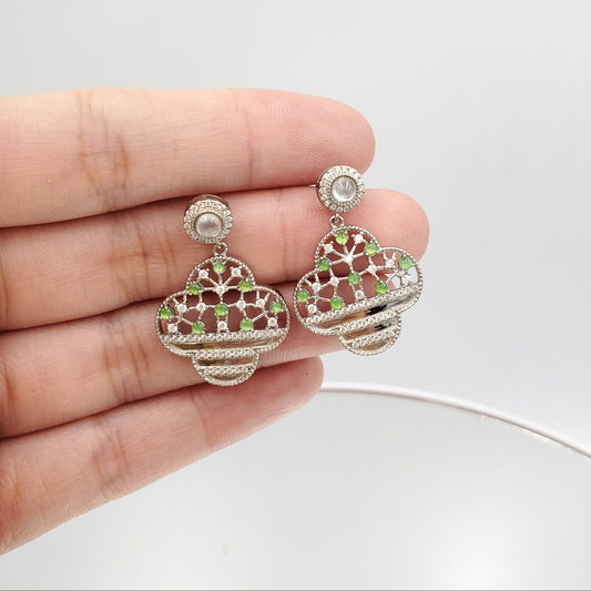 Yingmart Certified Genuine Icy Green Burmese Type A Jadeite Jade Gemstone Earrings Made With 925 Sterling Silver earrings, Gift for Women