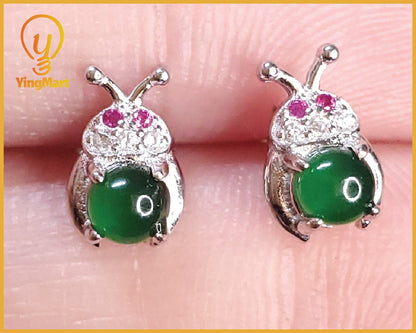 Yingmart Certified Genuine Icy Green Burmese Type A Jadeite Jade Gemstone Earrings Made With 925 Sterling Silver earrings, Gift for Women