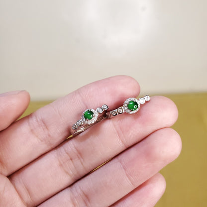 Yingmart Certified Genuine Icy Green Burmese Type A Jadeite Jade Gemstone Earrings Made With 925 Sterling Silver earrings, Gift for Women