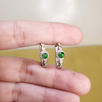 Yingmart Certified Genuine Icy Green Burmese Type A Jadeite Jade Gemstone Earrings Made With 925 Sterling Silver earrings, Gift for Women