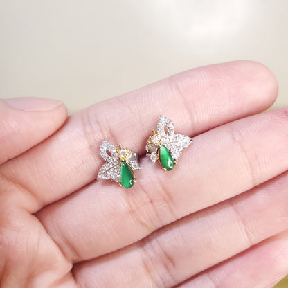 Yingmart Certified Genuine Icy Green Burmese Type A Jadeite Jade Gemstone Earrings Made With 925 Sterling Silver earrings, Gift for Women