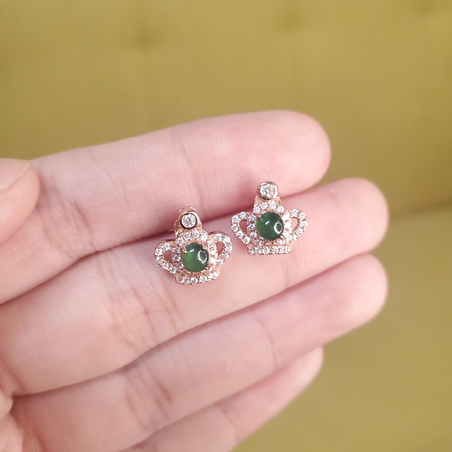 Yingmart certified genuine icy green burmese type a jadeite jade gemstone earrings made with 925 sterling silver earrings, gift for women