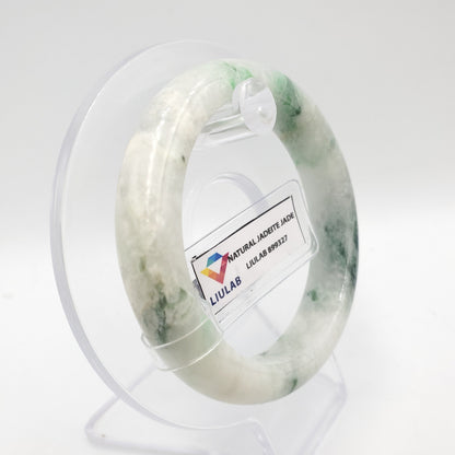 Yingmart 55mm 20BJLG55010 Genuine Burmese Jade A Light Green with Green spot Jaideite Bangle Bracelet, Vintage Jewelry, Accessories