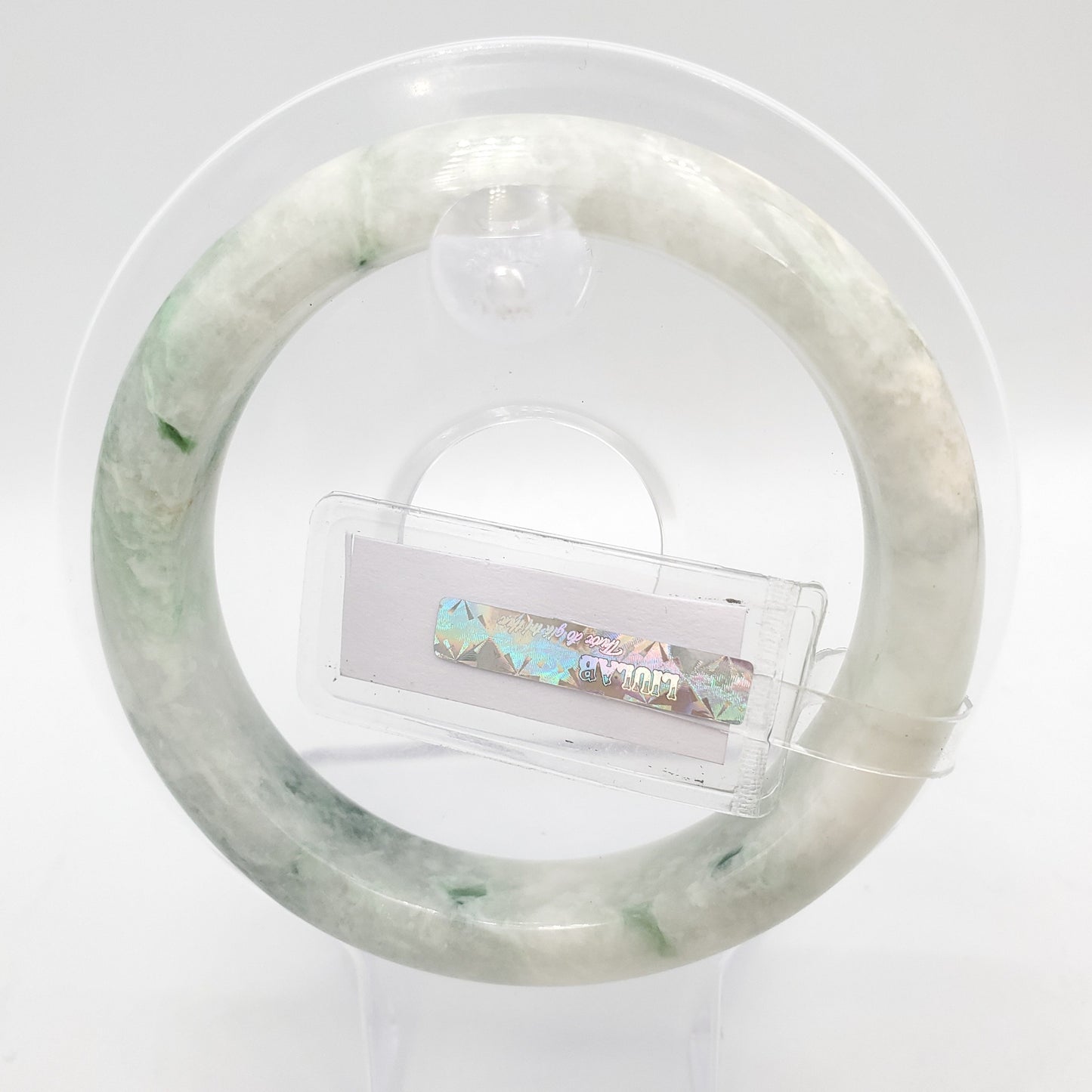 Yingmart 55mm 20BJLG55010 Genuine Burmese Jade A Light Green with Green spot Jaideite Bangle Bracelet, Vintage Jewelry, Accessories