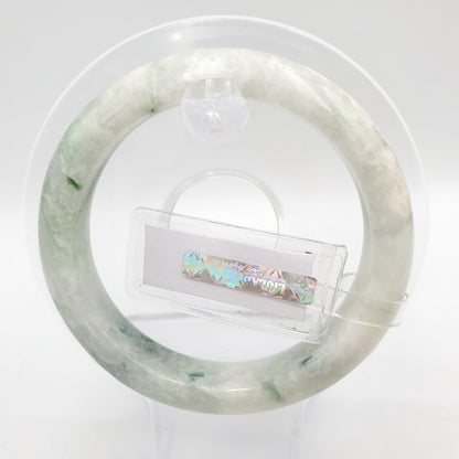Yingmart 55mm 20BJLG55010 Genuine Burmese Jade A Light Green with Green spot Jaideite Bangle Bracelet, Vintage Jewelry, Accessories