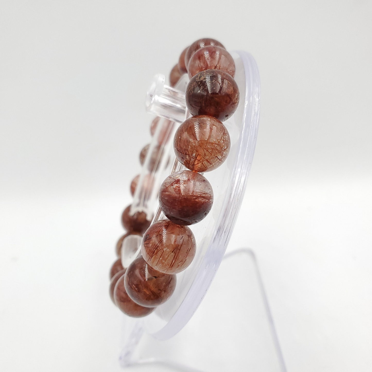 Yingmart 12mm Natural Red Rutilated Quartz Chain/Beaded Bracelet, Real Gemstone, Vintage Jewelry, Accessories, Gift for her Bracelet