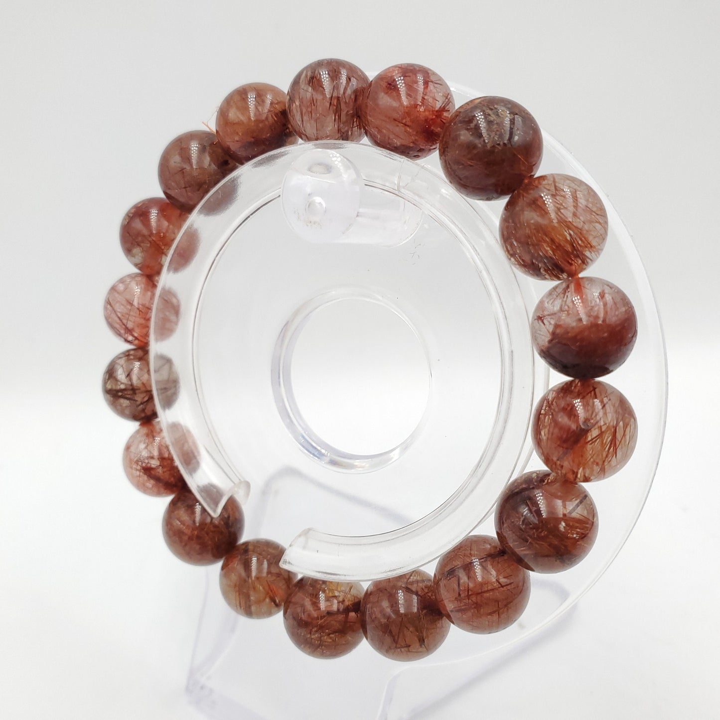 Yingmart 12mm Natural Red Rutilated Quartz Chain/Beaded Bracelet, Real Gemstone, Vintage Jewelry, Accessories, Gift for her Bracelet