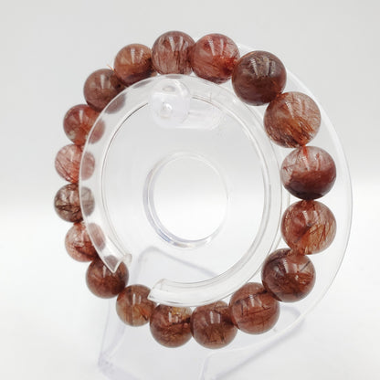 Yingmart 12mm Natural Red Rutilated Quartz Chain/Beaded Bracelet, Real Gemstone, Vintage Jewelry, Accessories, Gift for her Bracelet
