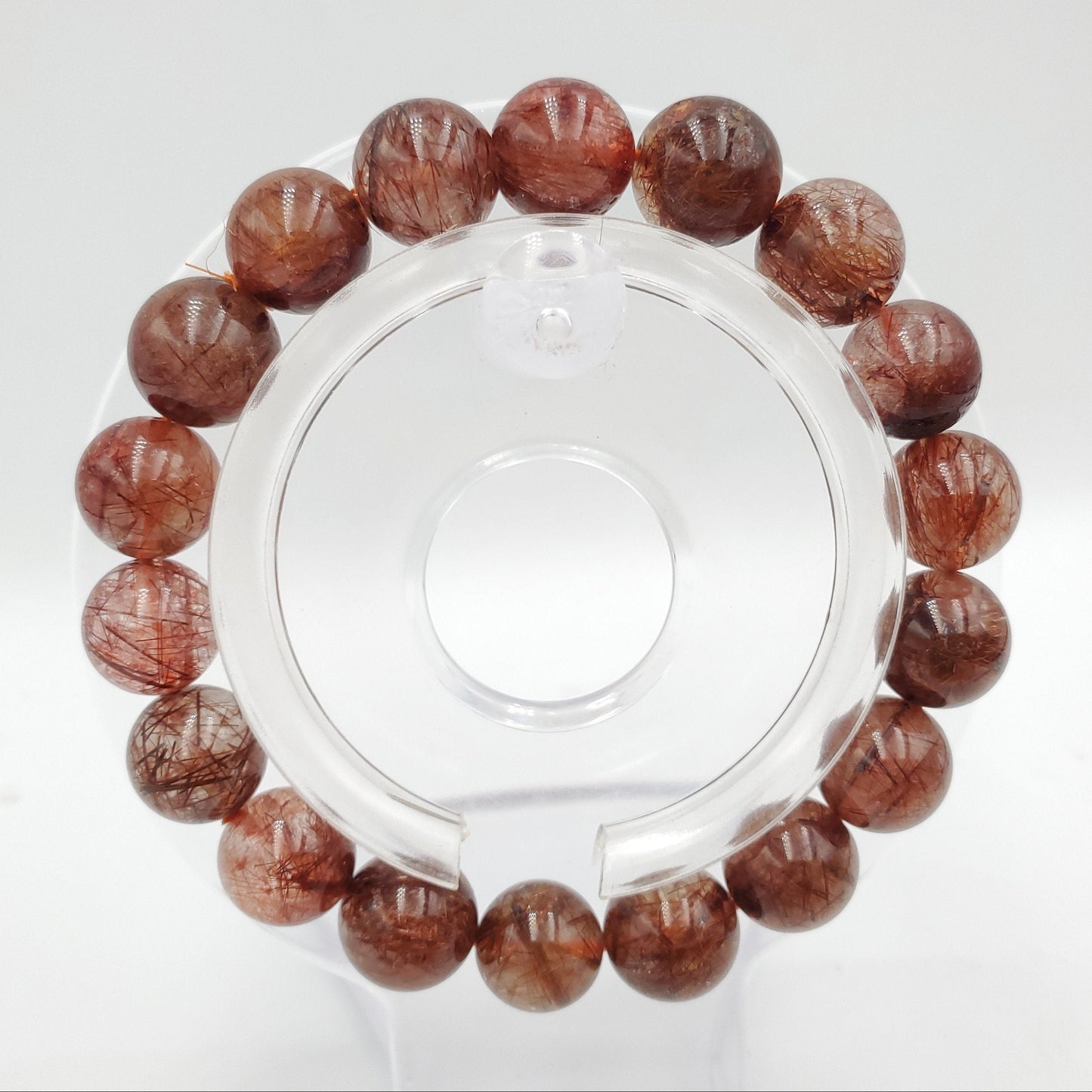 Yingmart 12mm Natural Red Rutilated Quartz Chain/Beaded Bracelet, Real Gemstone, Vintage Jewelry, Accessories, Gift for her Bracelet