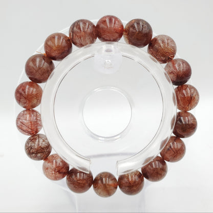 Yingmart 12mm Natural Red Rutilated Quartz Chain/Beaded Bracelet, Real Gemstone, Vintage Jewelry, Accessories, Gift for her Bracelet