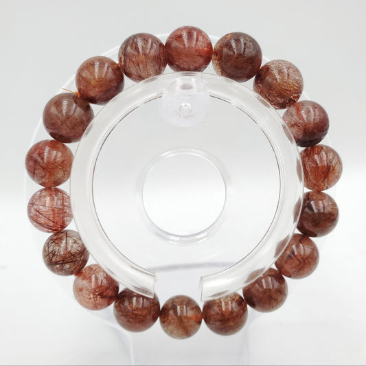 Yingmart 12mm Natural Red Rutilated Quartz Chain/Beaded Bracelet, Real Gemstone, Vintage Jewelry, Accessories, Gift for her Bracelet