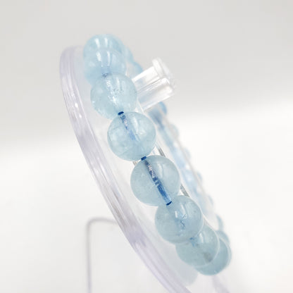 Yingmart 6mm to 13mm Natural Aquamarine Beaded Bracelet,Real Gemstone,Vintage Jewelry, Accessories