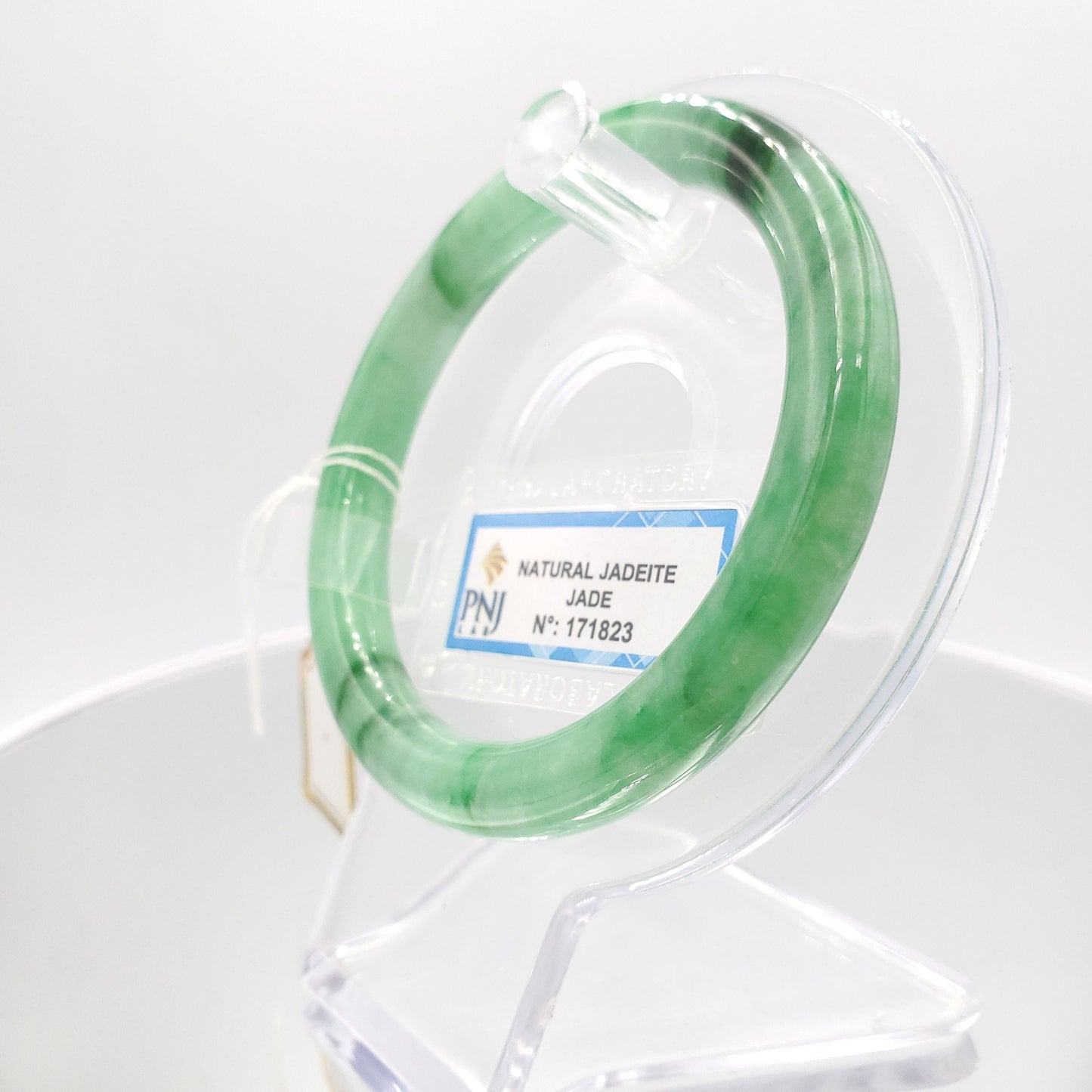 Yingmart 54mm PNJ171823 Certified Natural Green white to green, black grey jadeite jade bangle, Real Gemstone Bracelet, Vintage Jewelry