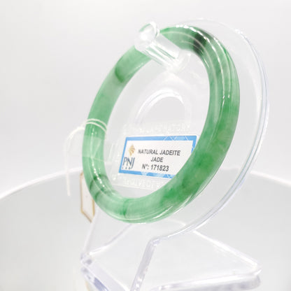 Yingmart 54mm PNJ171823 Certified Natural Green white to green, black grey jadeite jade bangle, Real Gemstone Bracelet, Vintage Jewelry