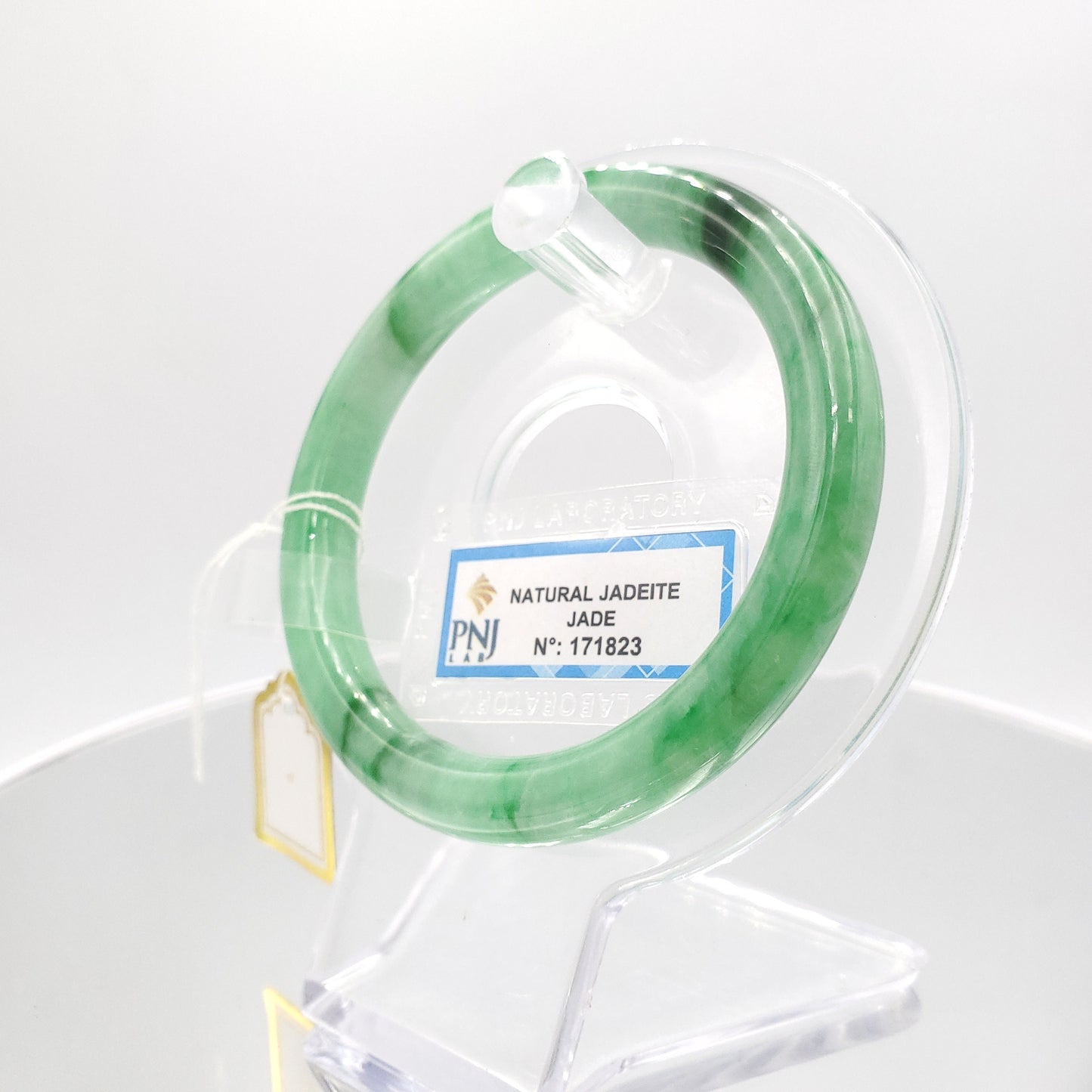 Yingmart 54mm PNJ171823 Certified Natural Green white to green, black grey jadeite jade bangle, Real Gemstone Bracelet, Vintage Jewelry