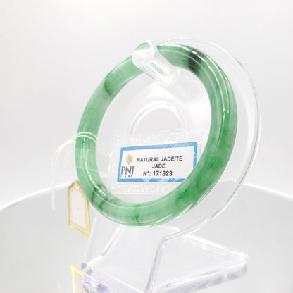 Yingmart 54mm PNJ171823 Certified Natural Green white to green, black grey jadeite jade bangle, Real Gemstone Bracelet, Vintage Jewelry