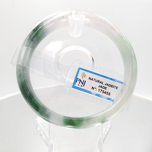 Yingmart 60mm Certified Natural Green White To Green. Purplish White. Grey Jade Bangle Bracelet, Real Gemstone Bracelet, Vintage Jewelry