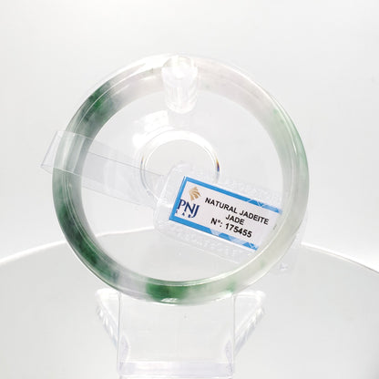 Yingmart 60mm Certified Natural Green White To Green. Purplish White. Grey Jade Bangle Bracelet, Real Gemstone Bracelet, Vintage Jewelry