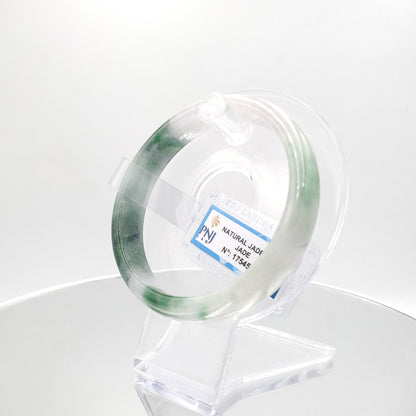 Yingmart 60mm Certified Natural Green White To Green. Purplish White. Grey Jade Bangle Bracelet, Real Gemstone Bracelet, Vintage Jewelry