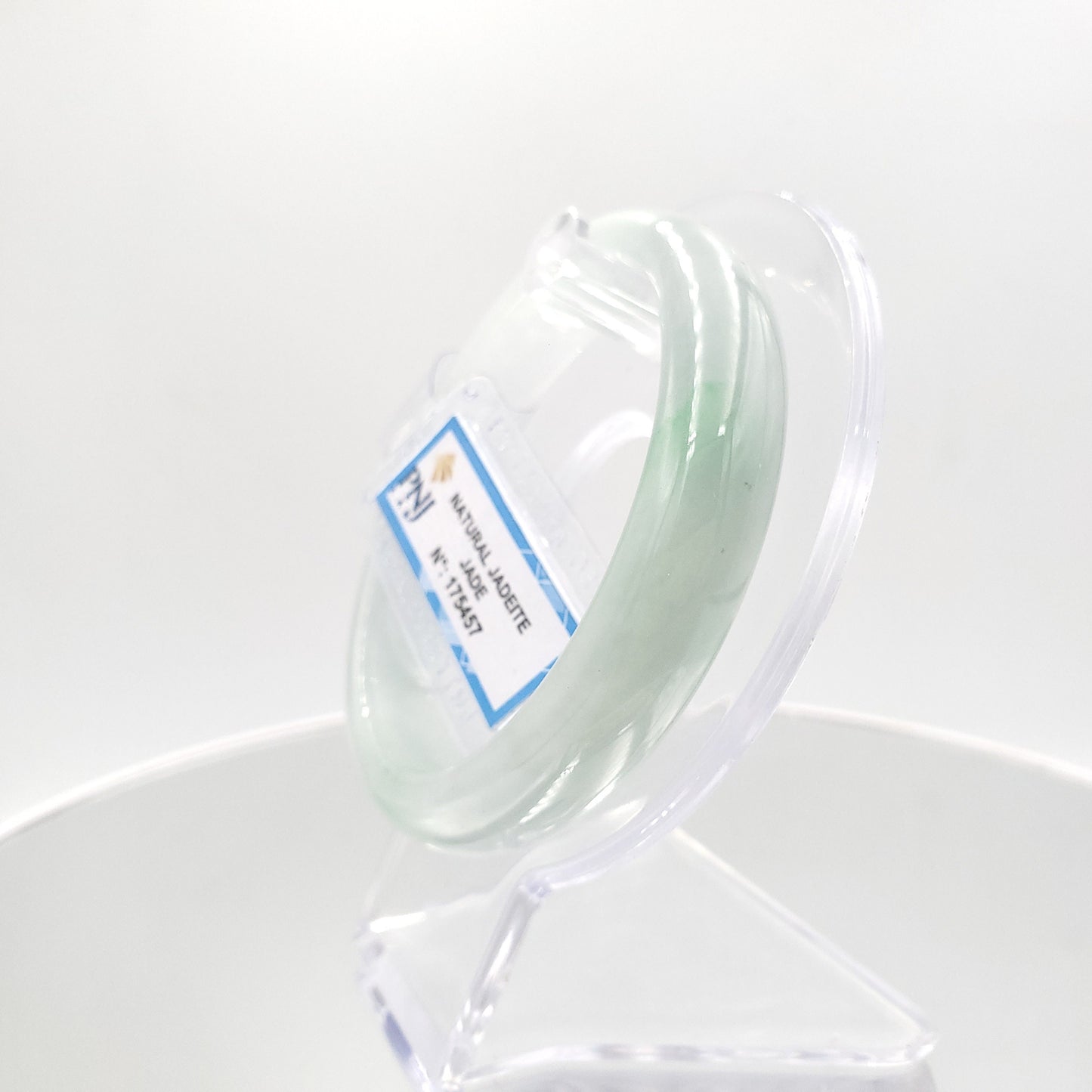 Yingmart 58mm Certified Natural Green White To Green. Grey White Jade Bangle Bracelet, Real Gemstone Bracelet,Vintage Jewelry