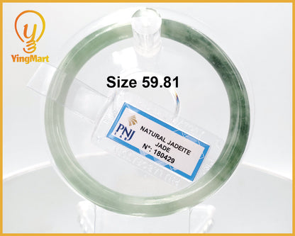Yingmart 59mm Certified Natural Light to dark greyish green, grey white jadeite jade bangle, Real Gemstone Bracelet,Vintage Jewelry