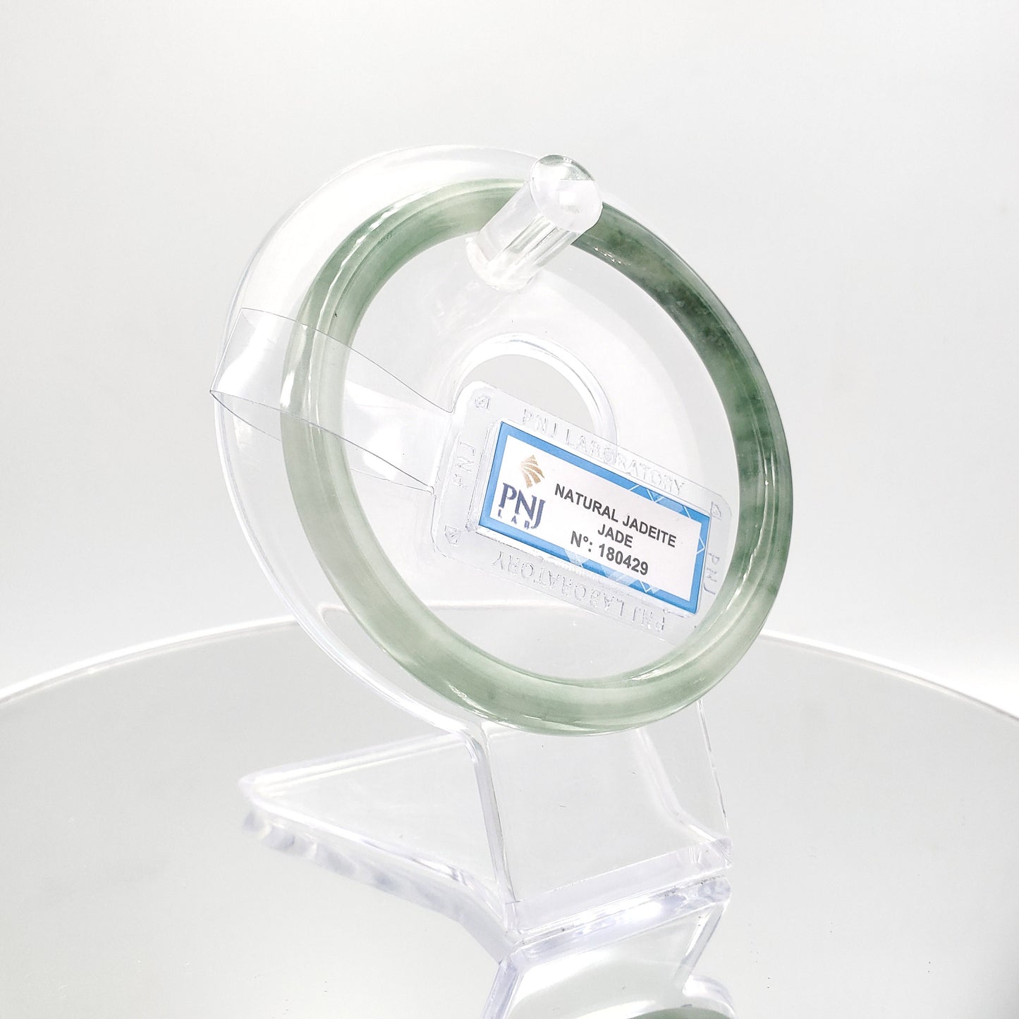 Yingmart 59mm Certified Natural Light to dark greyish green, grey white jadeite jade bangle, Real Gemstone Bracelet,Vintage Jewelry