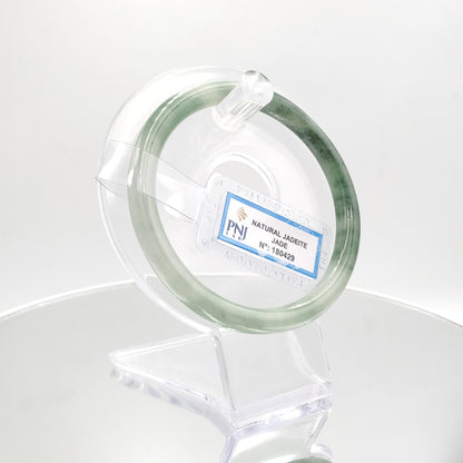 Yingmart 59mm Certified Natural Light to dark greyish green, grey white jadeite jade bangle, Real Gemstone Bracelet,Vintage Jewelry